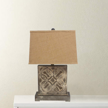 Brown Vintage with Khaki Linen Shade Table Lamp